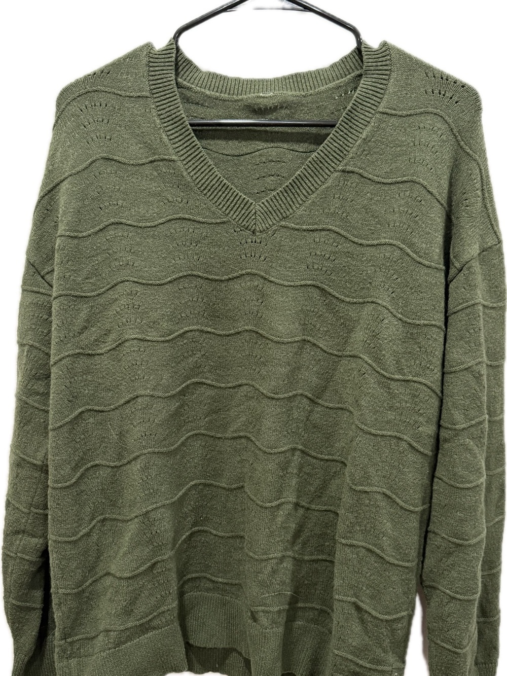 Women's Olive Green V-Neck Sweater